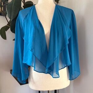 Blue Mesh Flutter Sleeve Cardigan